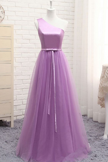 One Shoulder Prom Dress,tulle Prom Dress,fashion Prom Dress,sexy Party Dress,custom Made Evening Dress