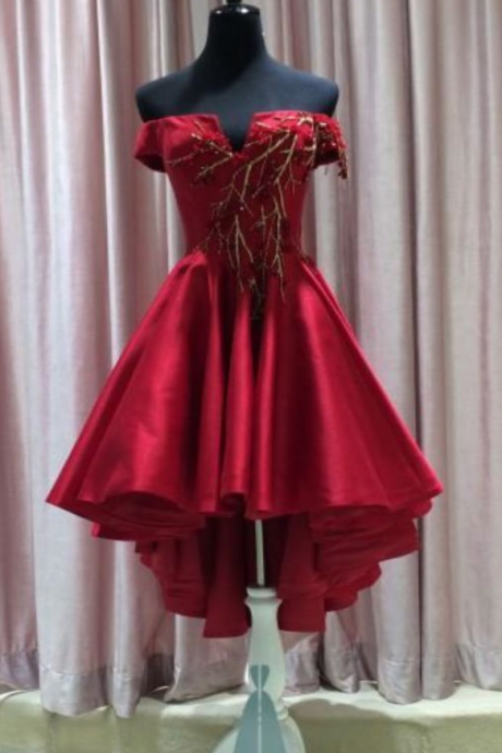 Red Prom Dress,off The Shoulder Prom Dress,fashion Homecoming Dress,sexy Party Dress,custom Made Evening Dress