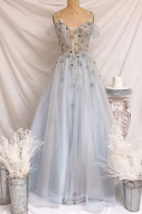 Sweetheart Tulle Long Prom Dress Tulle Formal Dress