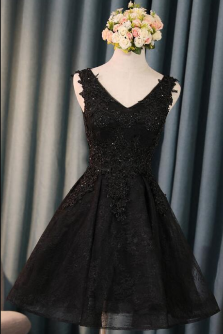 Sexy Black Homecoming Dresses,lace Homecoming Dress,tulle Homecoming Dress,v Neck Prom Dress,short Prom Dress,lace Evening Dresses,black Prom