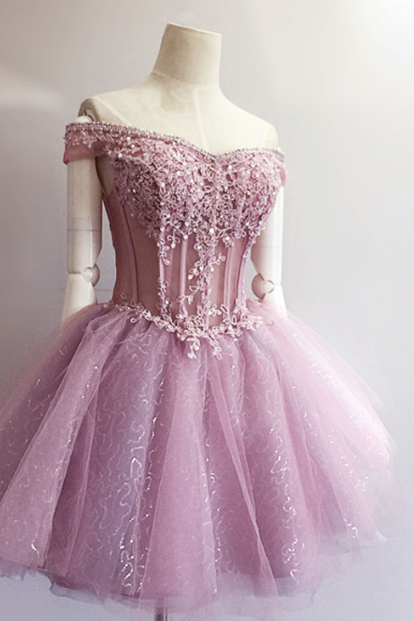 Pink Homecoming Dress,lace Homecoming Dress,cute Homecoming Dress,fashion Homecoming Dress,short Prom Dress,charming Homecoming Gowns, Style