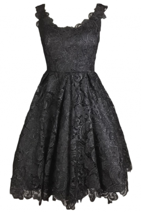 Black Lace Homecoming Dress,sexy Black Short Prom Dresses,front Short And Long Back Evening Gowns