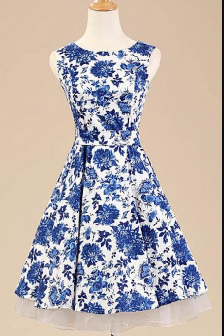 Blue And White Floral Vintage Dress