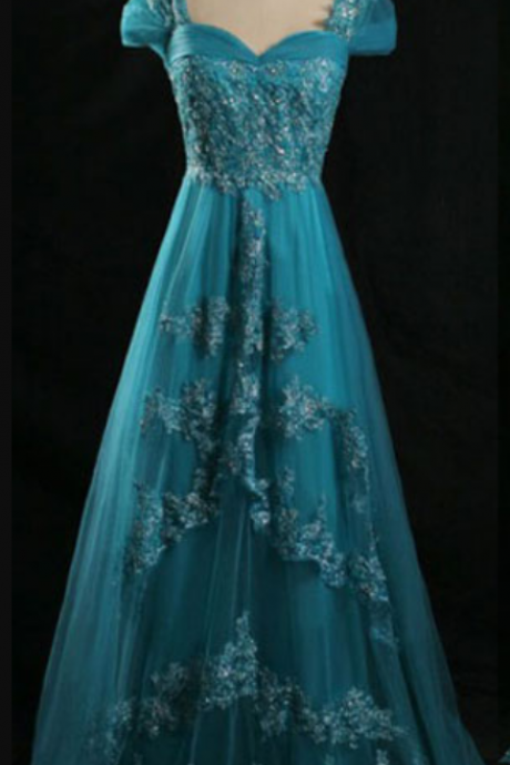 Ong Prom Dress, Lace Prom Dress, Blue Prom Dress, Vintage Bridesmaid Dress, 50s&amp;#039; Prom Dress, Short Sleeve Prom Dress, Ball Gown