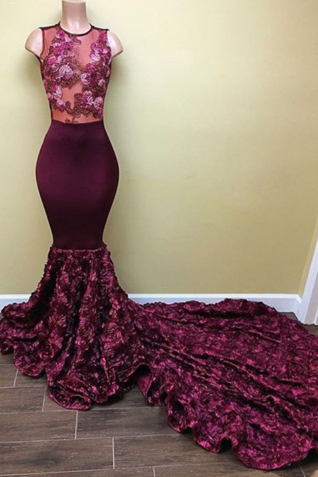 Prom Dresses,prom Dress,burgundy Long Floor Length Prom Dress Mermaid Evening Gowns