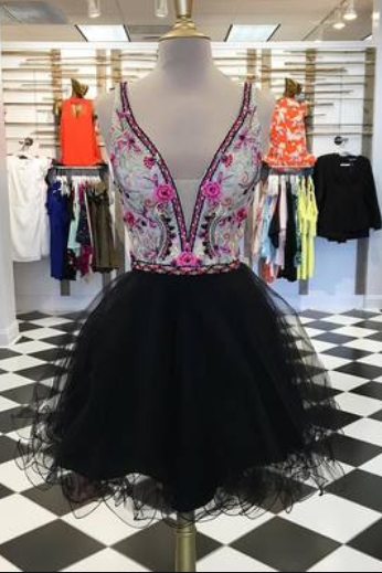 Beaded Tulle Prom Dress, Short Homecoming Dress, Beaded Prom Gown