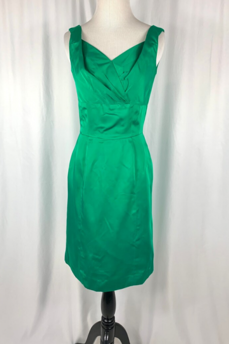 Vintage Emerald Green Silk Bombshell Wriggle Dress