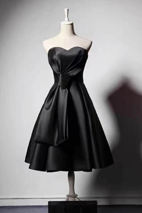 Satin dress, Hepburn style little black dress, party dress sister dress, evening dress short,Custom made