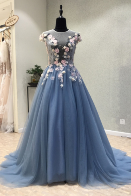 Prom Dresses Long Senior Prom Dress With Cap Sleeves