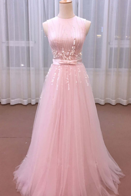 Prom Dresses Tulle Sequins Long Sweet 16 Prom Dress With Bowed Sash