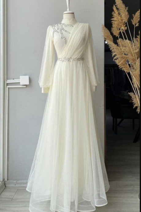 Elegant Custom Made Prom Dress With Long Sleeves
