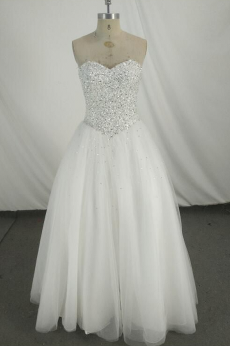 Charming Ivory Tulle Sweetheart Handmade Beaded Sweet 16 Gown, Prom Dress