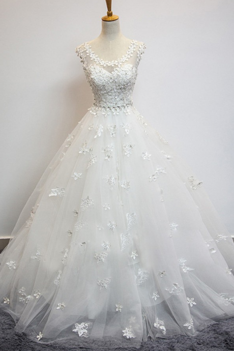 Elegant Wedding Dresses,A-line Wedding Dresses,Applique Wedding Dresses,Bandage Wedding Dresses,Tulle Wedding Dresses,Bridal Gowns