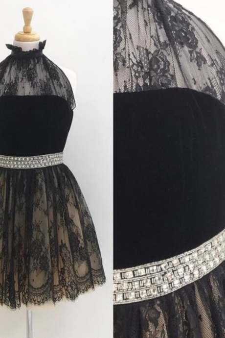 Charming Prom Dress, Sexy Prom Dress, Black Lace Prom Gowns