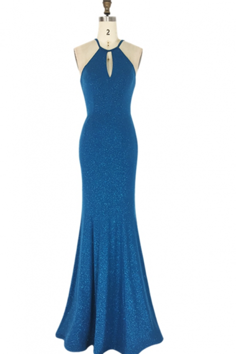 Prom Dresses Factory Direct Sell Backless Sparkly Halter Slim Bodycon Formal Evening Dress