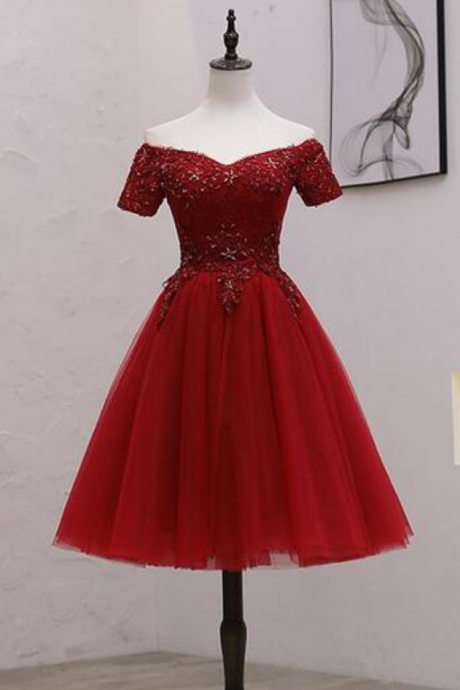 Homecoming Dresses Off The Shoulder Knee Length Homecoming Dress, Party Dress