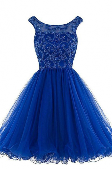 Homecoming Dresses Tulle Homecoming Dresses,a-line Charming Homecoming Gown With V-back,royal Blue Party Dress