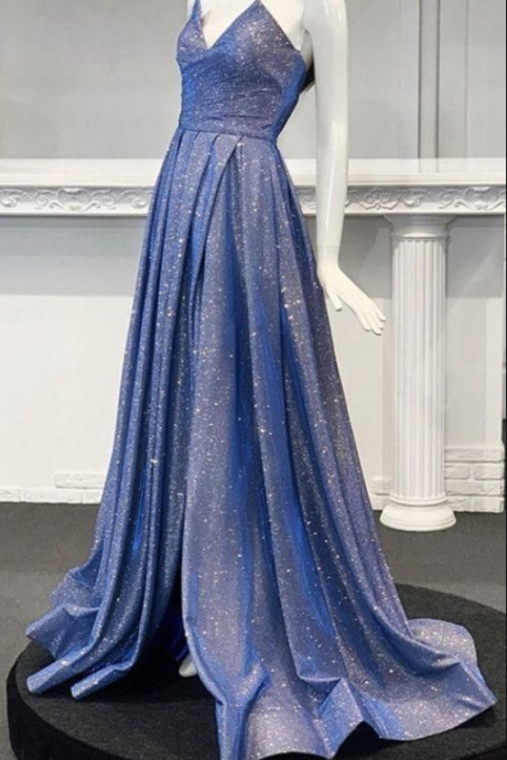 Strapless Bodice Corset Leg Slit Prom Dresses Sparkly Evening Gown