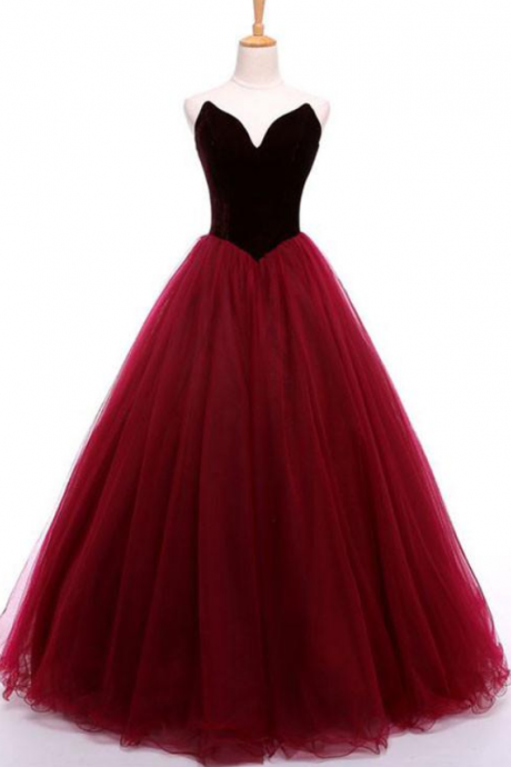 Burgundy Sweetheart Neck Long Prom Gown,burgundy Evening Dress,2018 Formal Dress