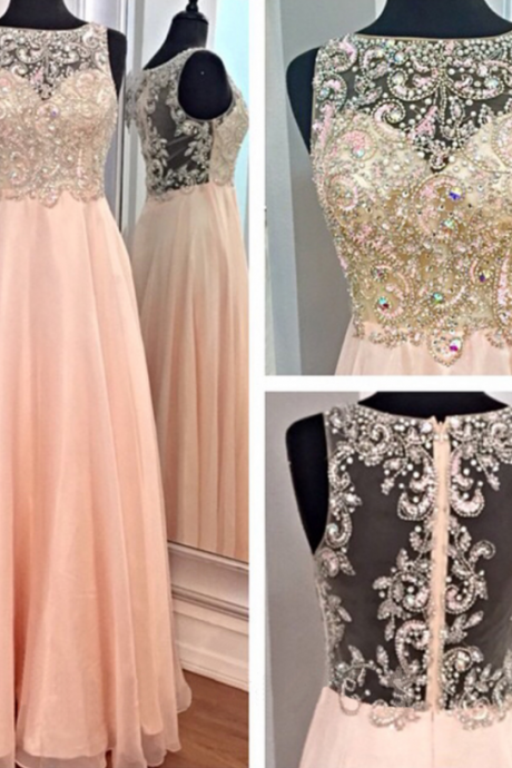 Pink Prom Dress, Rhinestones Prom Dress, Chiffon Prom Dress, Sheer Back Prom Dress, Long Prom Dress, Off Shoulder Prom Dress, Affordable Prom