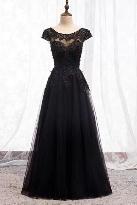 New style, long prom dress, black dress, formal evening dress,,custom made