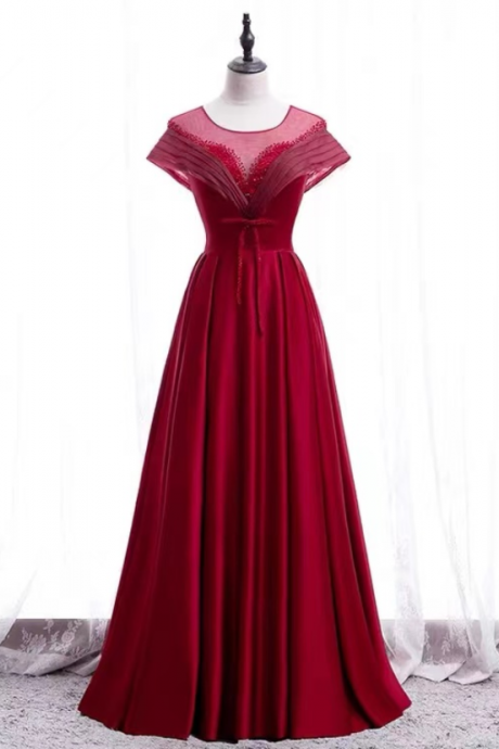 New, red prom gown, formal evening gown with beads,custom made