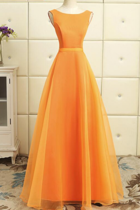 Orange Lovely Long Organza Formal Dress, Charming Party Dress