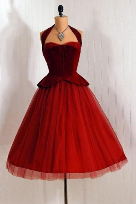 Vintage Halter Neckline Short Homecoming Dress 