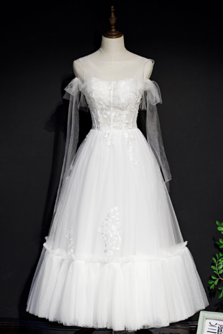 White gauze Korean banquet evening dress bride Mori super fairy dream light wedding dress annual meeting
