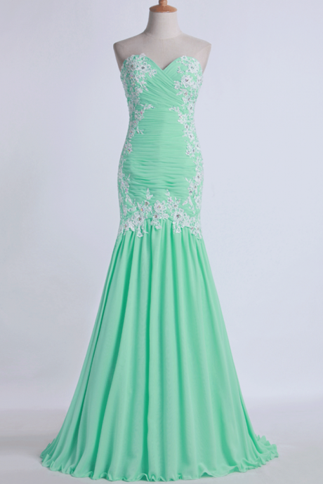 Prom Dresses Prom Dresses Pleated Chiffon With Beaded Lace Floor Length Open Back