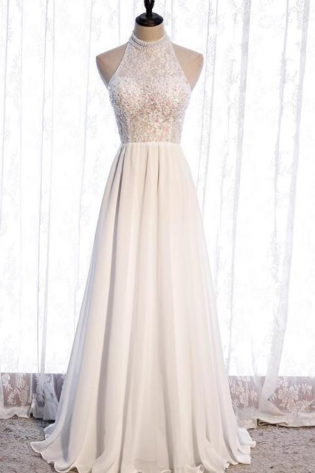 Halter A-line Chiffon Prom Dress, New Style Party Dress