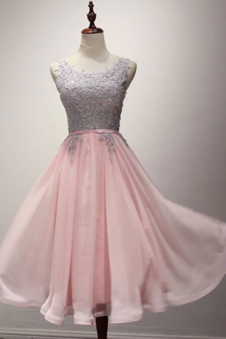 Homecoming Dresses,tulle Lace A Line Tea Length Prom Dress, Evening Dress