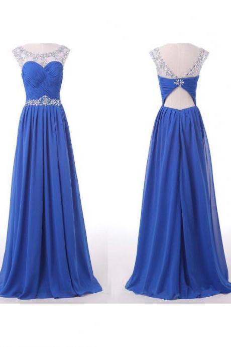 Blue Prom Dresses,A Line Prom Dress,Sexy Evening Gowns,Party Dress,Chiffon Prom Dress,Long Prom Dresses