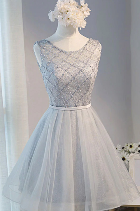Homecoming Dresses,tulle Beads Short Prom Dress, Homecoming Dress