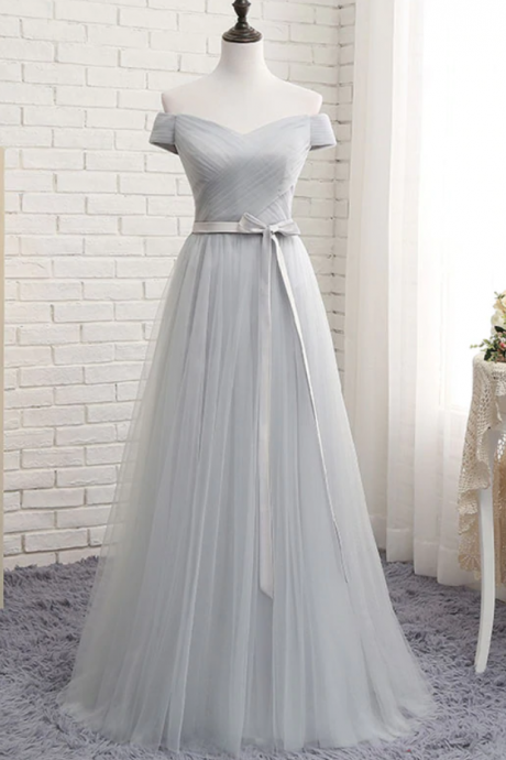 Prom Dresses,a Line Tulle Off Shoulder Long Prom Dress, Evening Dress