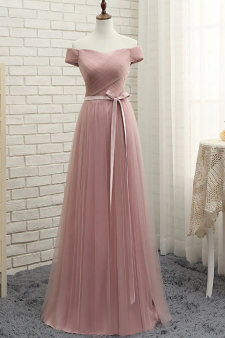 Prom Dresses,a Line Tulle Off Shoulder Long Prom Dress, Evening Dress