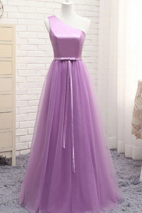 Prom Dresses,a Line Tulle One Shoulder Long Prom Dress, Evening Dress