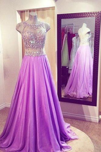 Lilac Prom Dresses,beaded Prom Dress,sexy Prom Dress Prom Dresses Formal Gown,beading Evening Gowns,two Pieces Party Dress,prom Gown For Teens