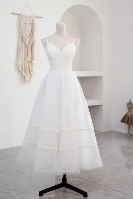 Prom Dresses,simple V Neck Tulle Length Prom Dress, Bridesmaid Dress