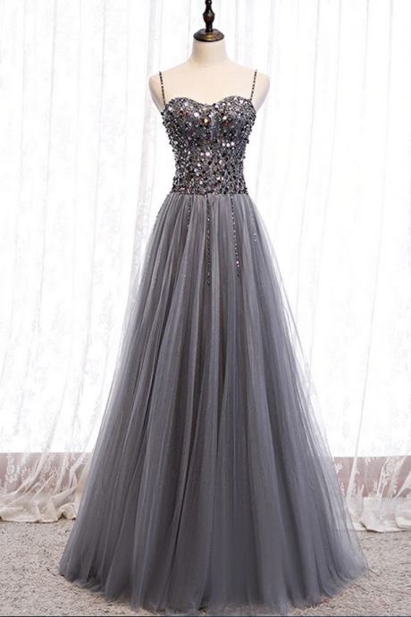  Prom Dresses,tulle sequin long prom dress tulle formal dress formal dress