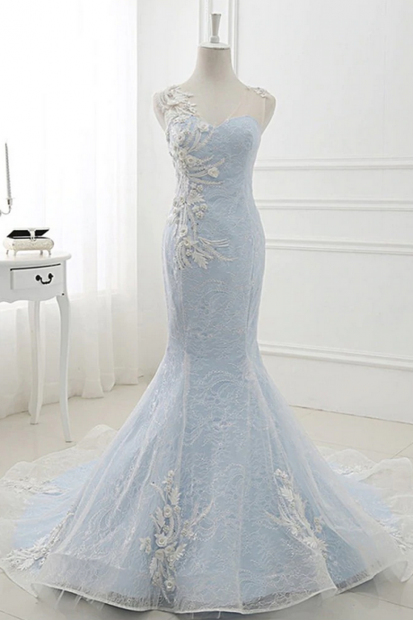  Prom Dresses,Lace Mermaid Evening Dresses, Formal Dress With Applique