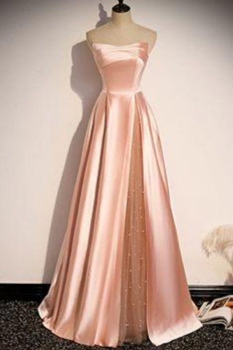  Prom Dresses,Strapless satin long party dress formal prom dress
