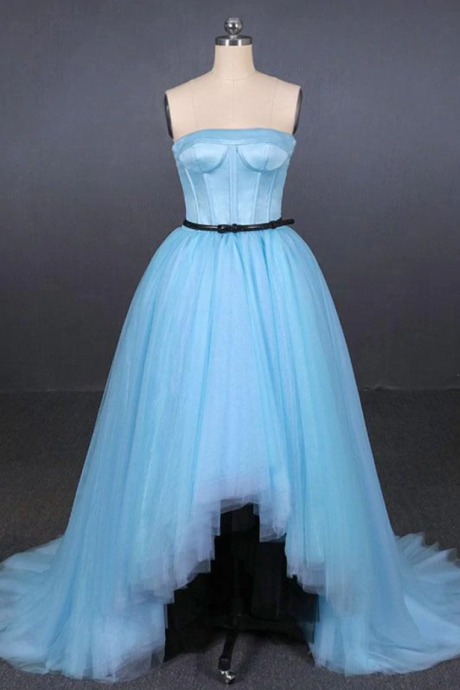 Prom Dresses,high Low Strapless Tulle Prom Dresses, Hi-lo Tulle Evening Dresses