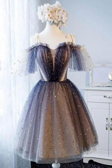 Off Shoulder Homecoming Dress, Tulle Party Dress