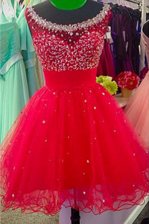 Tulle Homecoming Dresses ,boat Neck Open Back Short Prom Dresses Homecoming Dress, Short Prom Gowns Cocktail Dresses