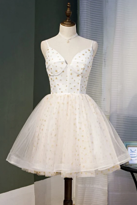 Cute Straps Sweetheart Lace-up Party Dress Homecoming Dresses ,a Line Short Dress