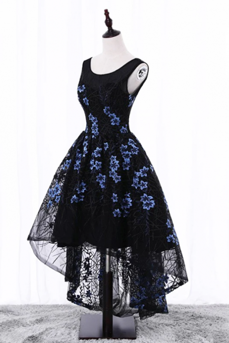 Chic Black Prom Dress, Lace Long Prom Dress