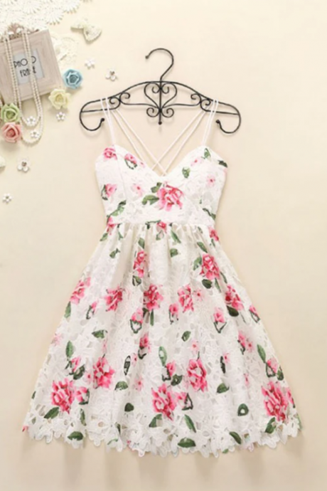 Lace Homecoming Dress, Floral Homecoming Dress