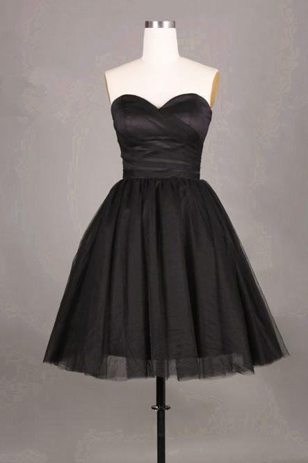 Simple And Cute Black Short Tulle Prom Dresses, Short Prom Dresses, Graduation Dresses, Homecoming Dresses