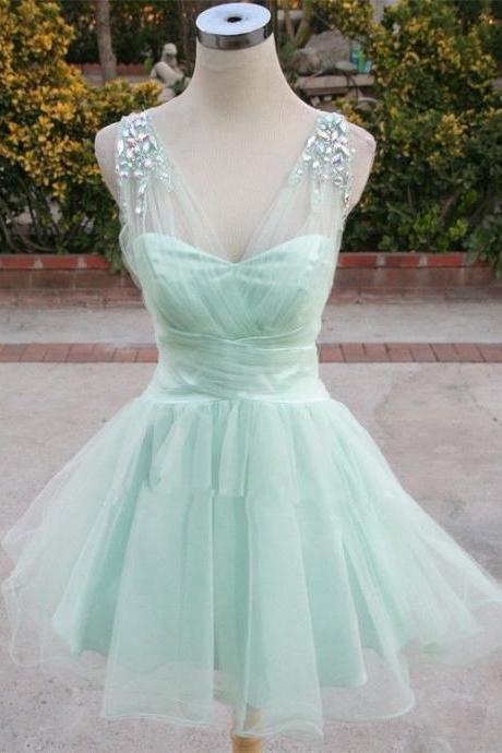 Cute Tulle Prom Dress, Mint Ball Gown, Short Prom Dress, Homecoming Dresses, Formal Dresses